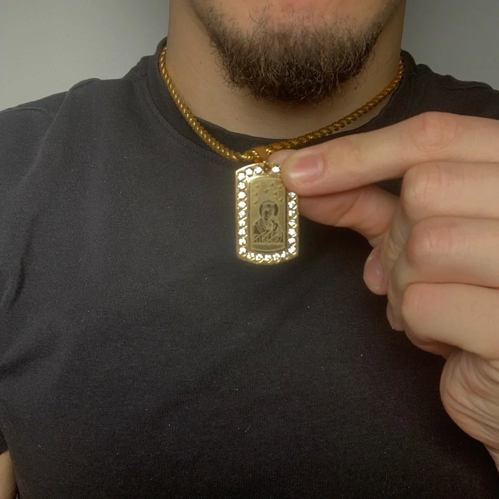 Gold Plated Virgin Mary Twisted Curb Rope Chain